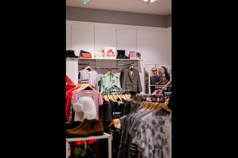 Interior of Charity Super.Mkt store in Bluewater shopping centre, showing Shelter items on display